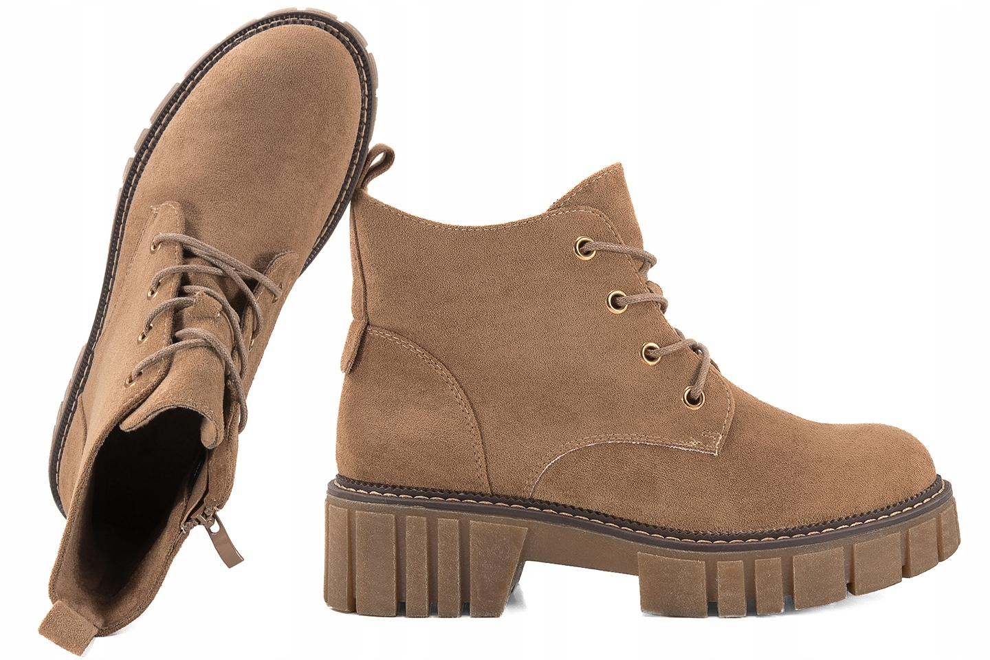 Sergio Leone TR766 Zimní Boty Kotníkové Boty Zateplené Mikrovlákno 39 Camel