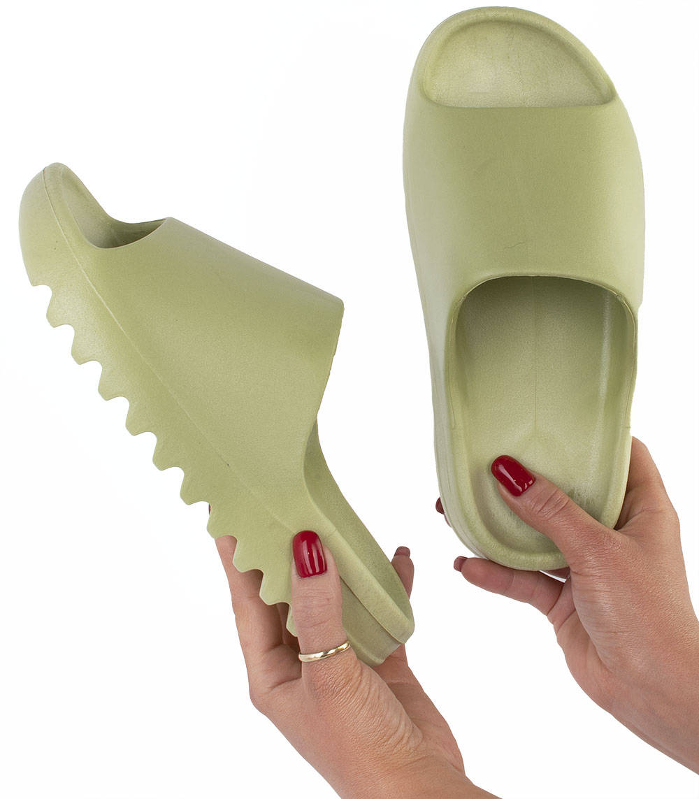 

6492 Zielone Gumowe Klapki Gruba Podeszwa 38