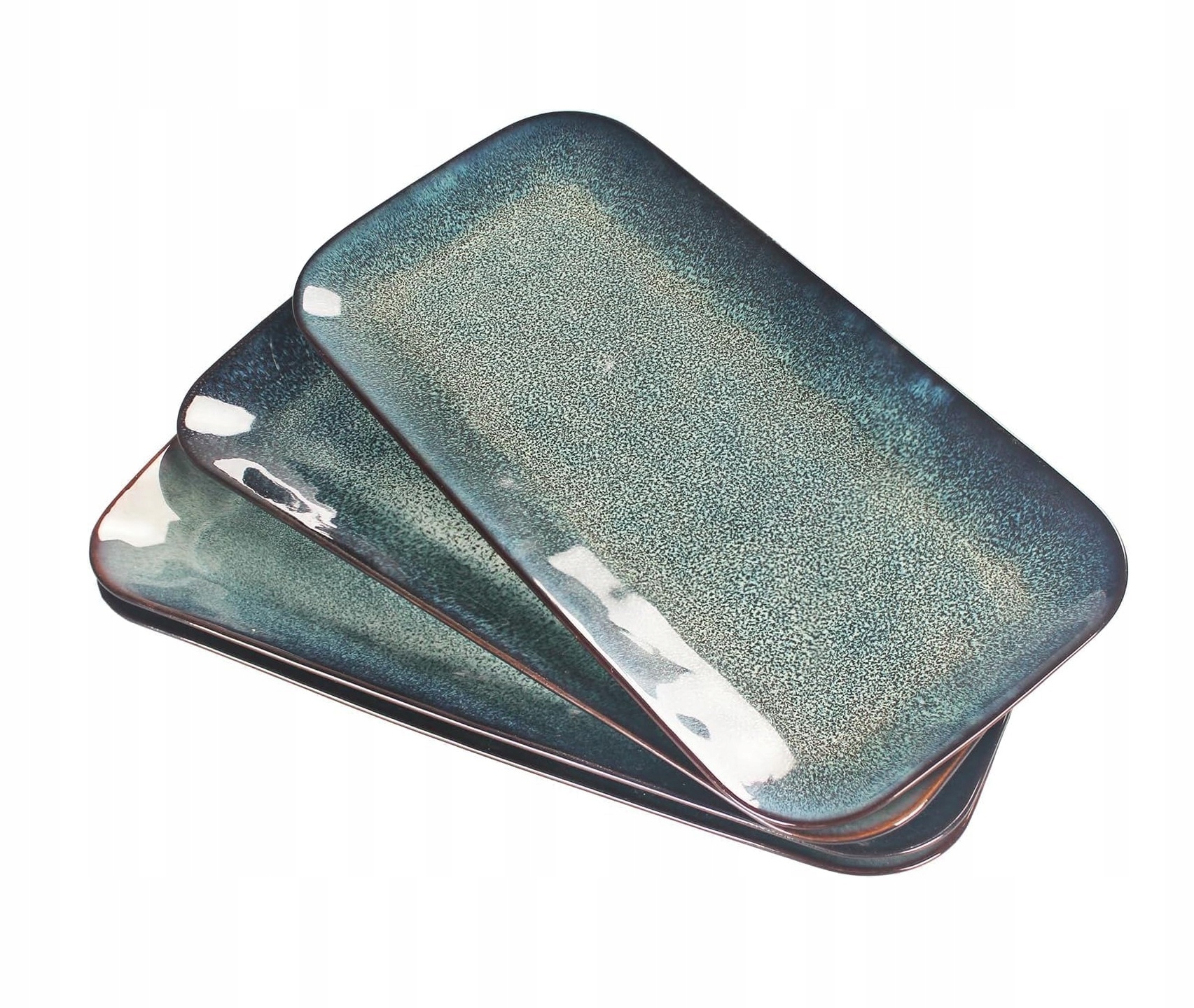 Servírovací Tanier sada 4 kusov, glazované taniere, obdĺžnikové, 33 x 16 cm