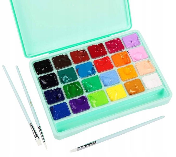 ZESTAW FARB GWASZOWYCH GWASZ DO MALOWANIA + PĘDZLE Marka inna