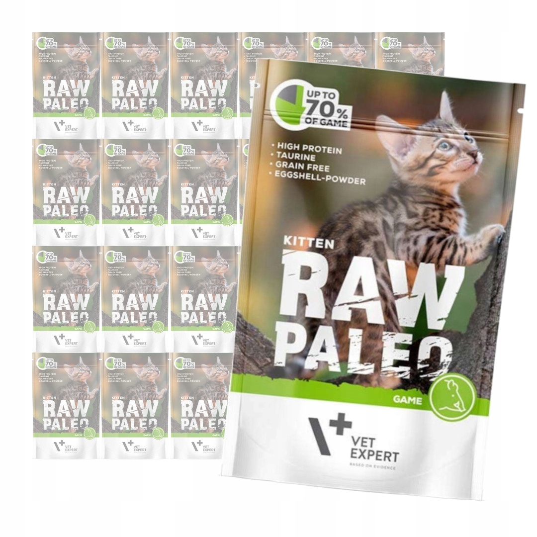 Levně Vet Expert Raw Paleo Kitten Game 24x100g Krmivo mokré se zvěřinou pro koťata