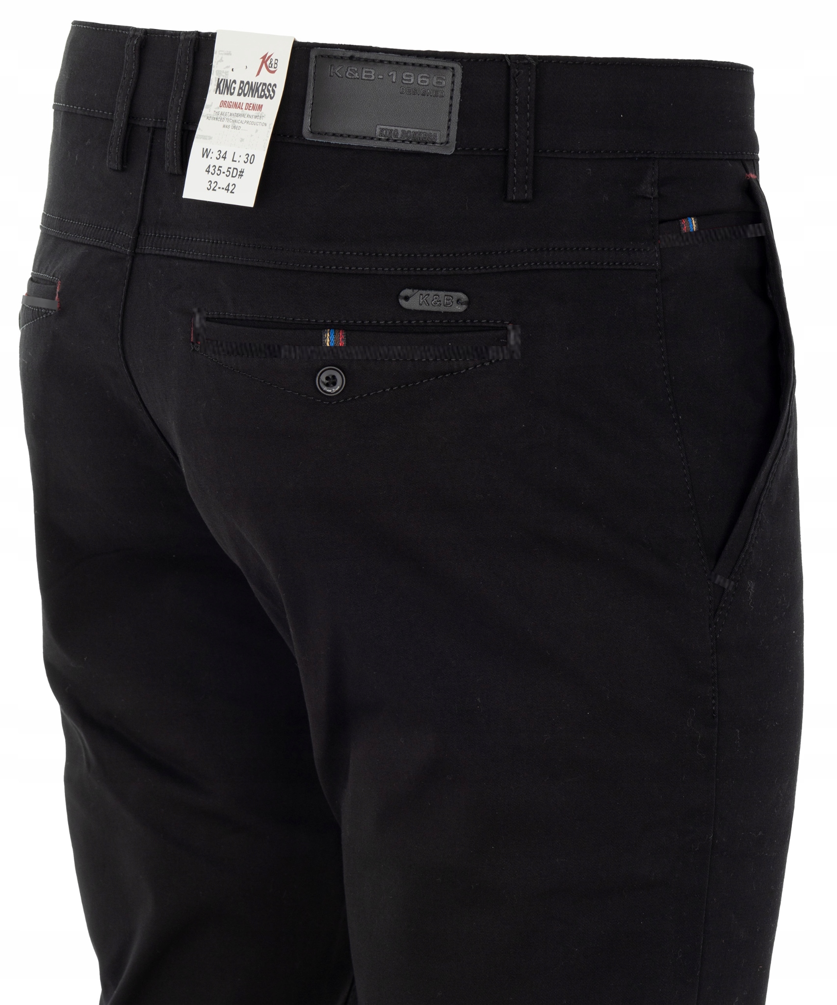 Spodnie męskie casualowe Czarne Bawełna Materiał Prosty krój 92-100 cm W36