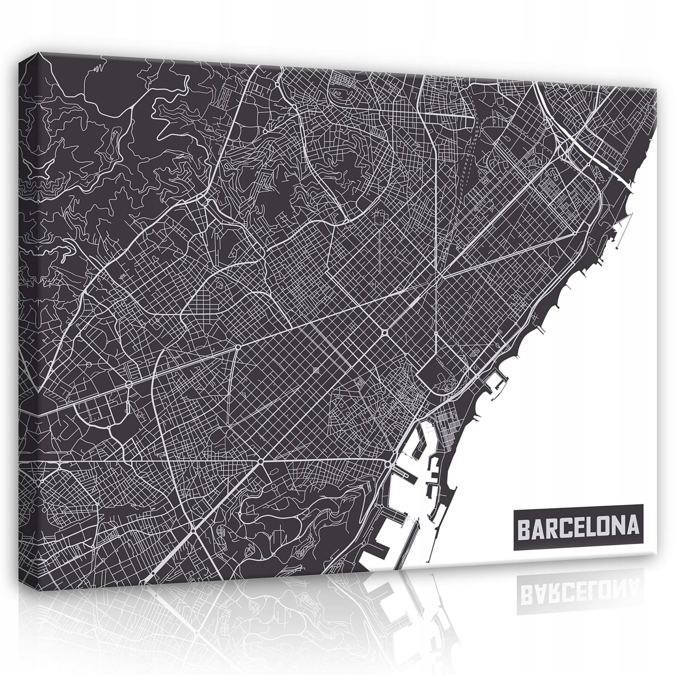 Obraz 80x60 Barcelona mapa města urbanismus minimalismus černobílý