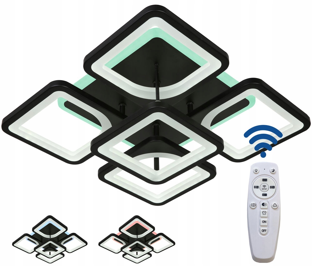 Lampa Wisząca Ring Plafon Czerń żyrandol Led Pilot 3 Barwy Rgb