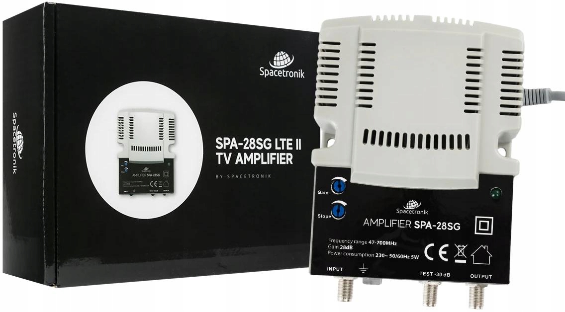 Regulovatelný zesilovač pozemního a kabelového televizního signálu Spacetronik SPA-28SG