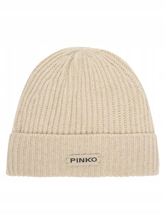 Pinko Béžová Vlněná Čepice S Kašmírem A Melírovaným Efektem 2DA