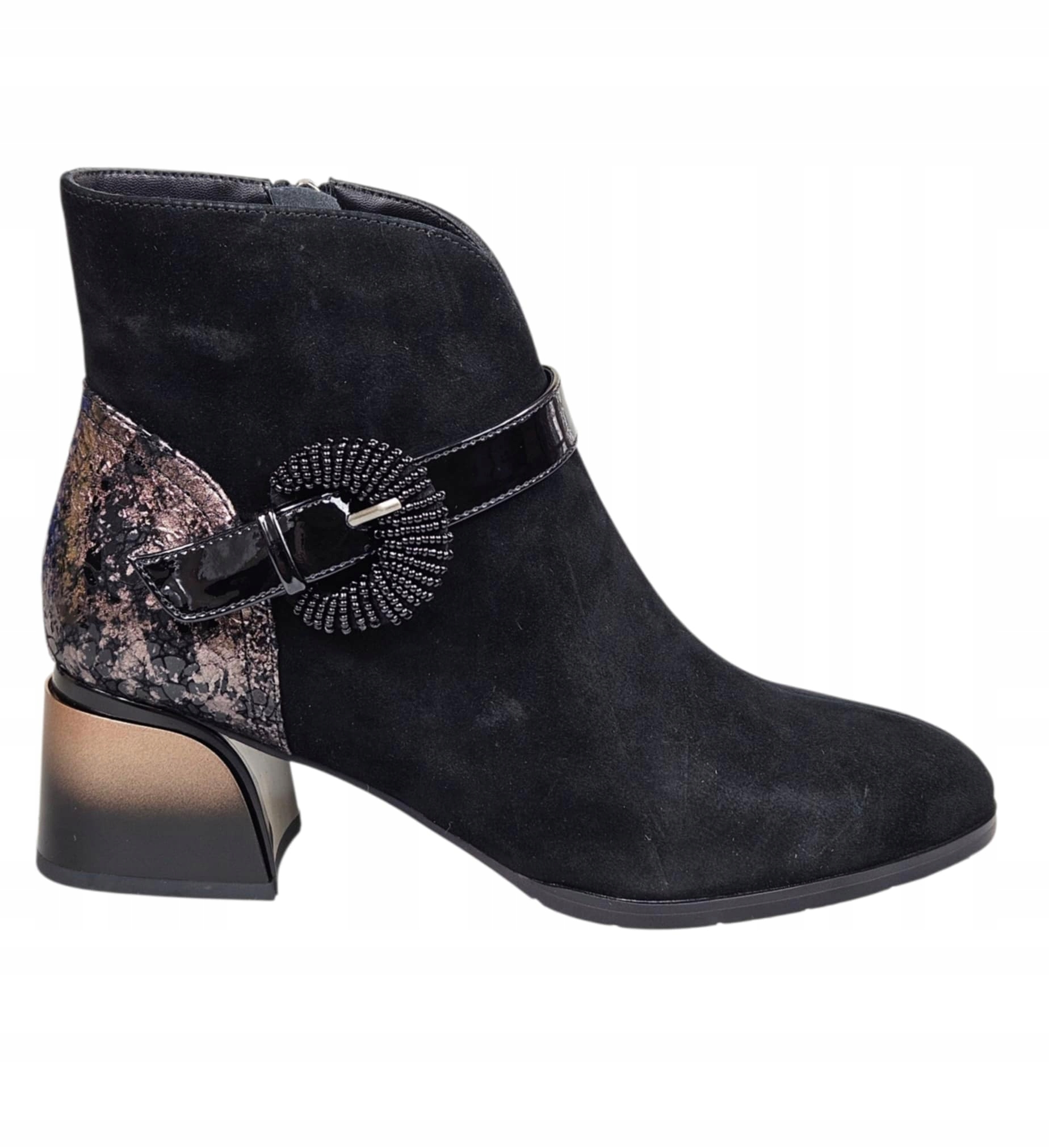 Kotníkové Boty boty Loretta Vitale Block C3849A, černé semišové, vel. 39
