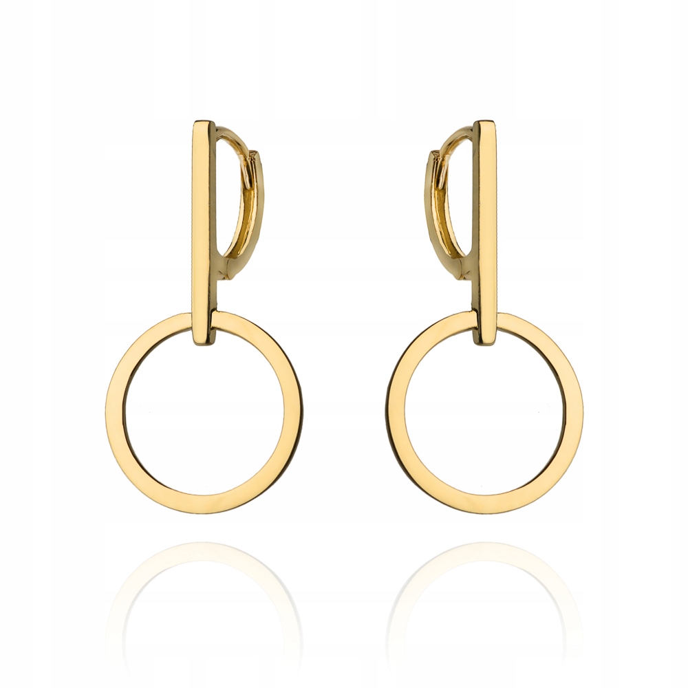 Náušnice Zlaté 585 Závěsná Kolečka 15 MM Anglické Zapínání 1,7 G Celebrity