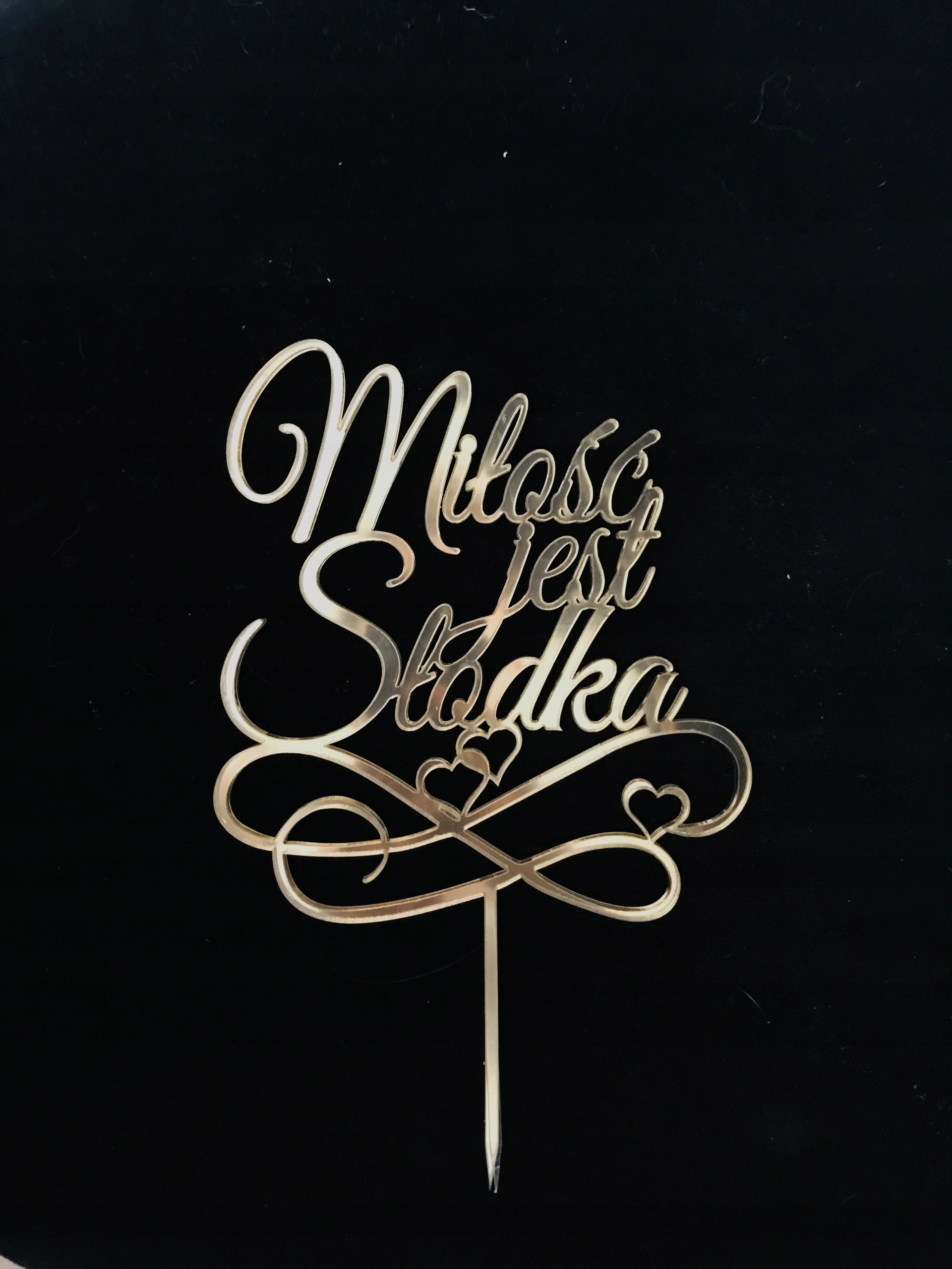 TOPPER toper NA TORT Miłość jest słodka złote lust Marka Kapart