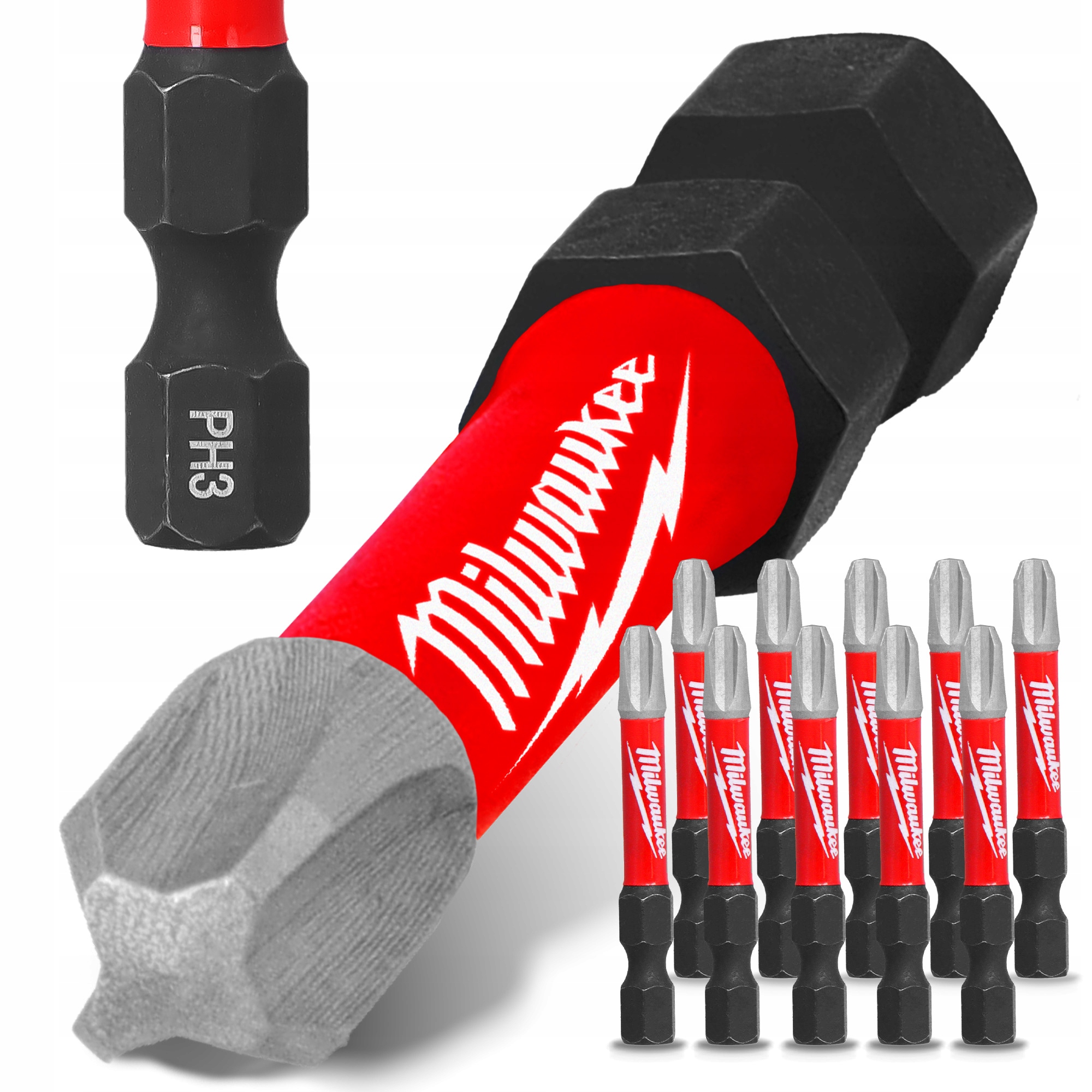 10x Úderový bit Milwaukee PH3 50 mm Magnetická Koncovka Šroubováku Philips