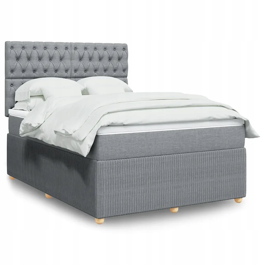 vidaXL Box spring postel s matrací světle šedá 140 x 200 cm textil