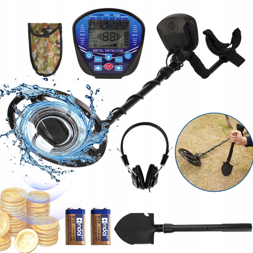 Detektor Kovů Profesionální Detektor Kovu Velký LCD Citlivý 5 režimů Sada.