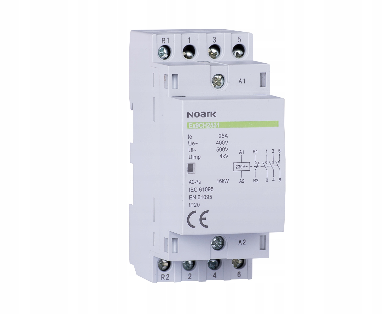 

Noark Stycznik modułowy 25A 4NO 230V 102412