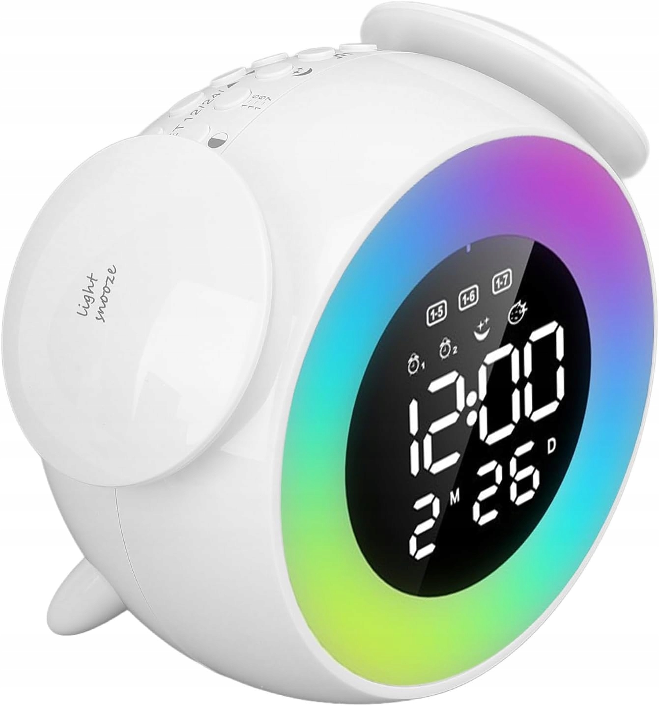 Dětský Budík Digitální Hodinky Noční Lampa Led Osvětlení Rgb 3V1