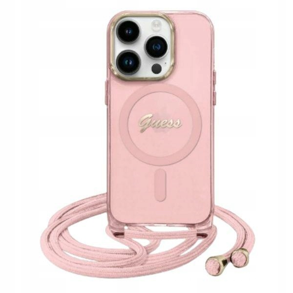Pouzdro Guess GUHMP16SHCTSGNSP pro iPhone 16 6.1" růžové/pink hardcase Crossbo