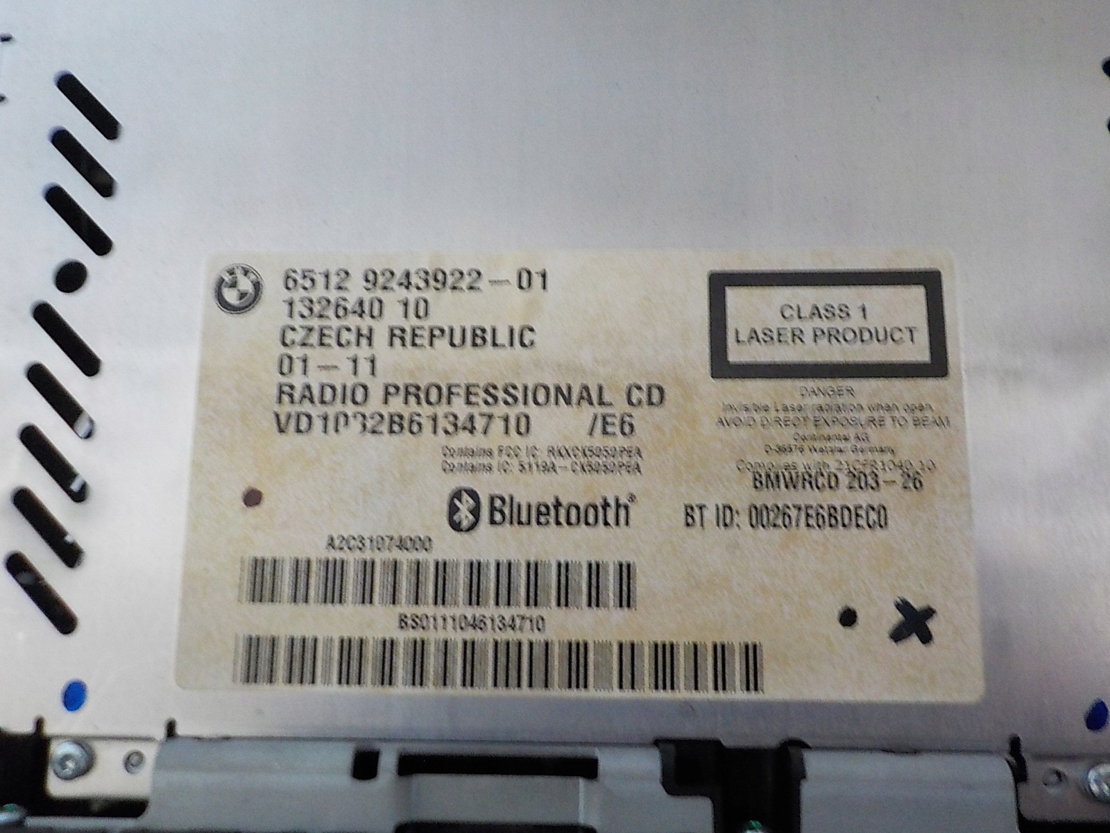 BMW E87 E90 RADIO original PROFESSIONAL BLUETOOTH 9243922