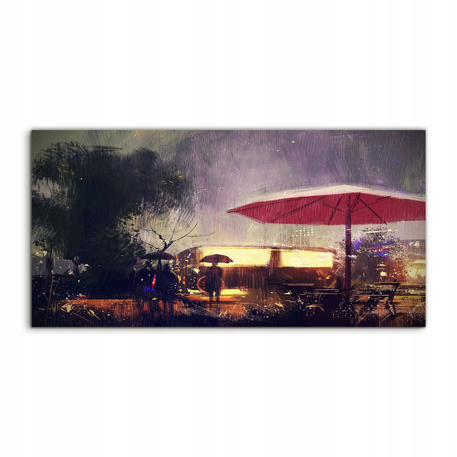 

Obraz akryl 140x70 wiszący Sklepy Deszcz Noc Park