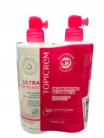 Topicrem Ultra Hydratant Mleczko Do Ciała 2X500ML Nawilżające