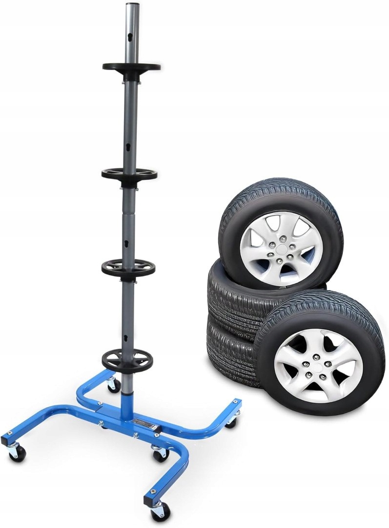 Stalowy Mobilny Stojak na 4 Koła Opony do 150kg 245mm