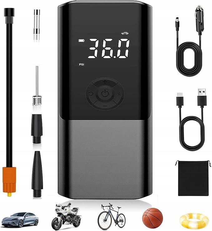 SENDALE Pompka Elektryczna Kompresor 150 PSI 6000mAh, LCD, Powerbank, LED