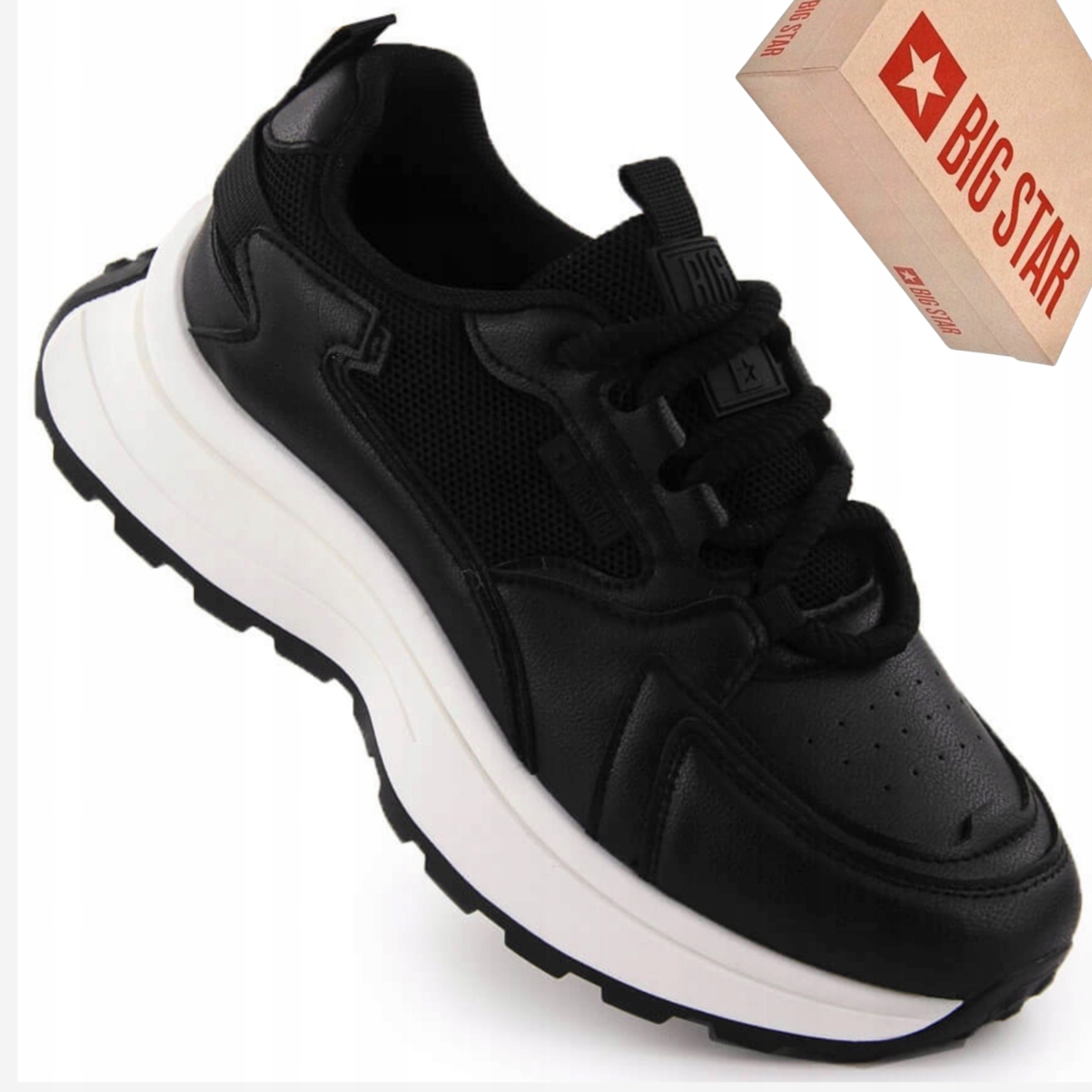 Big Star NN274A106 czarne sneakersy damskie na platformie, masywne