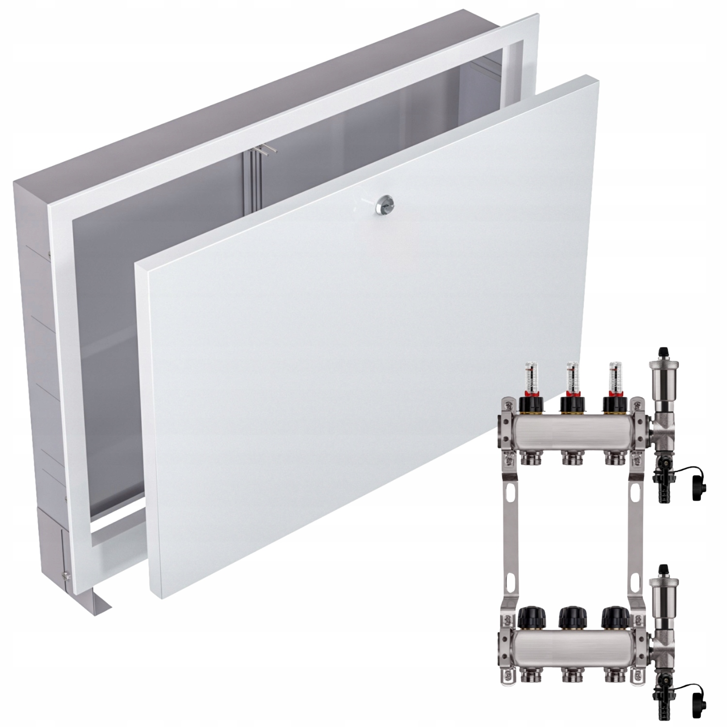 Nerezový Rozdělovač Podlahové Krytiny 3+ Podomítkový Box, Bílá Barva