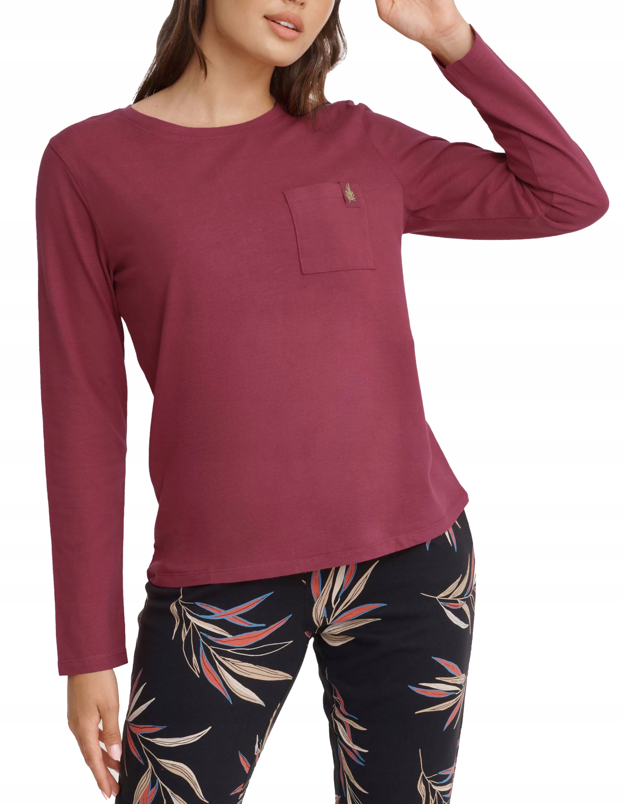 Pyžamo Henderson Ladies Garden 40929 Bavlněné S Dlouhým Rukávem Bordó XL