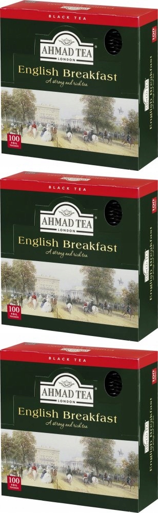 Ahmad Tea English Breakfast herbata Czarna 100 kopert z zawieszkami x3