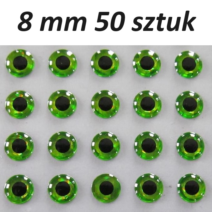 Oczy 3D Zielone (chartresue) 8 mm 50 sztuk