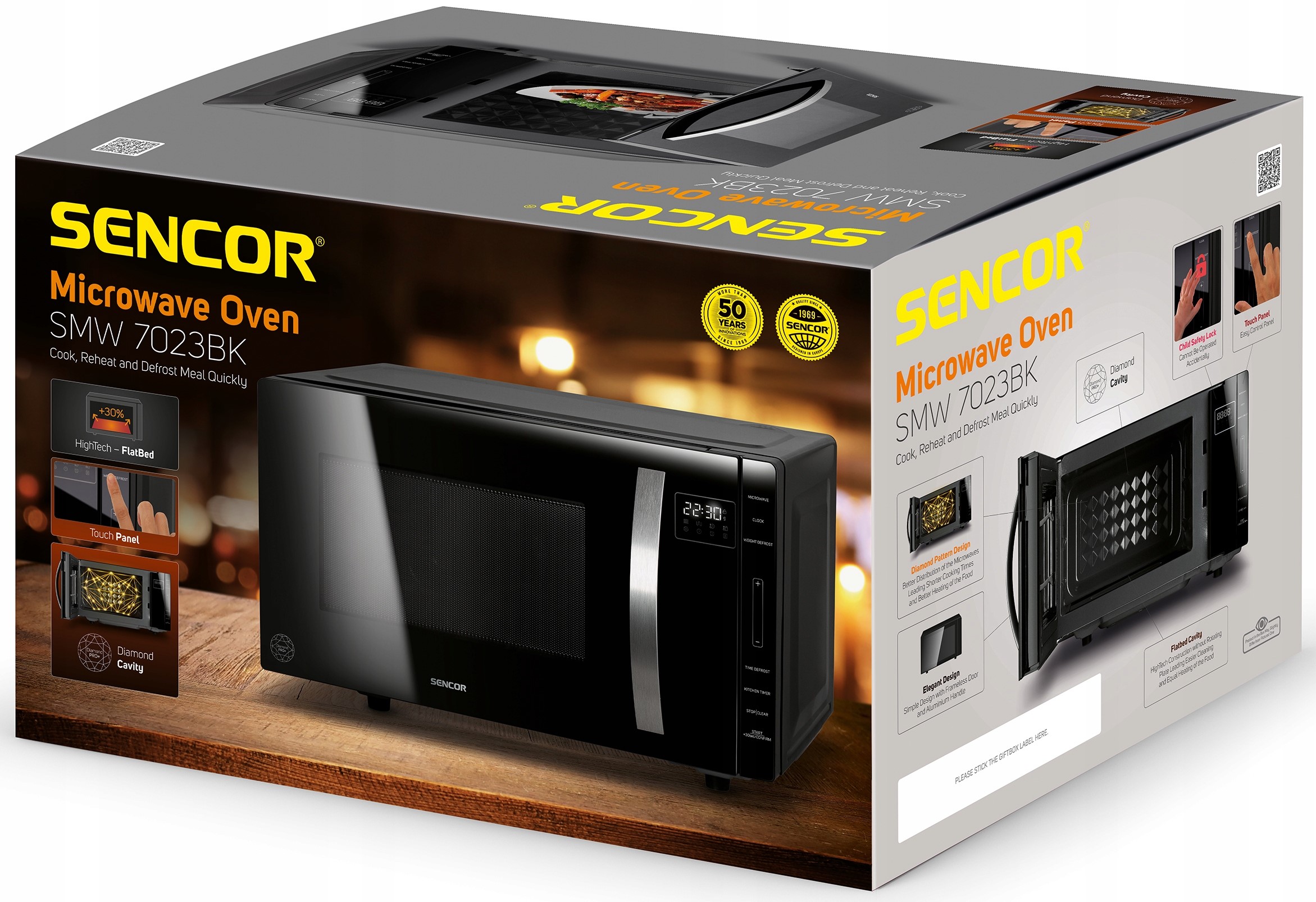 Mikrofalówka Sencor Diamond Pattern Black 800W 23l Wysokość produktu 30.2 cm