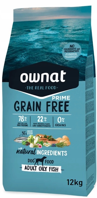 Bezzbożowa Sucha karma dla psa Ownat Prime Oily Fish 12kg Oleiste Ryby
