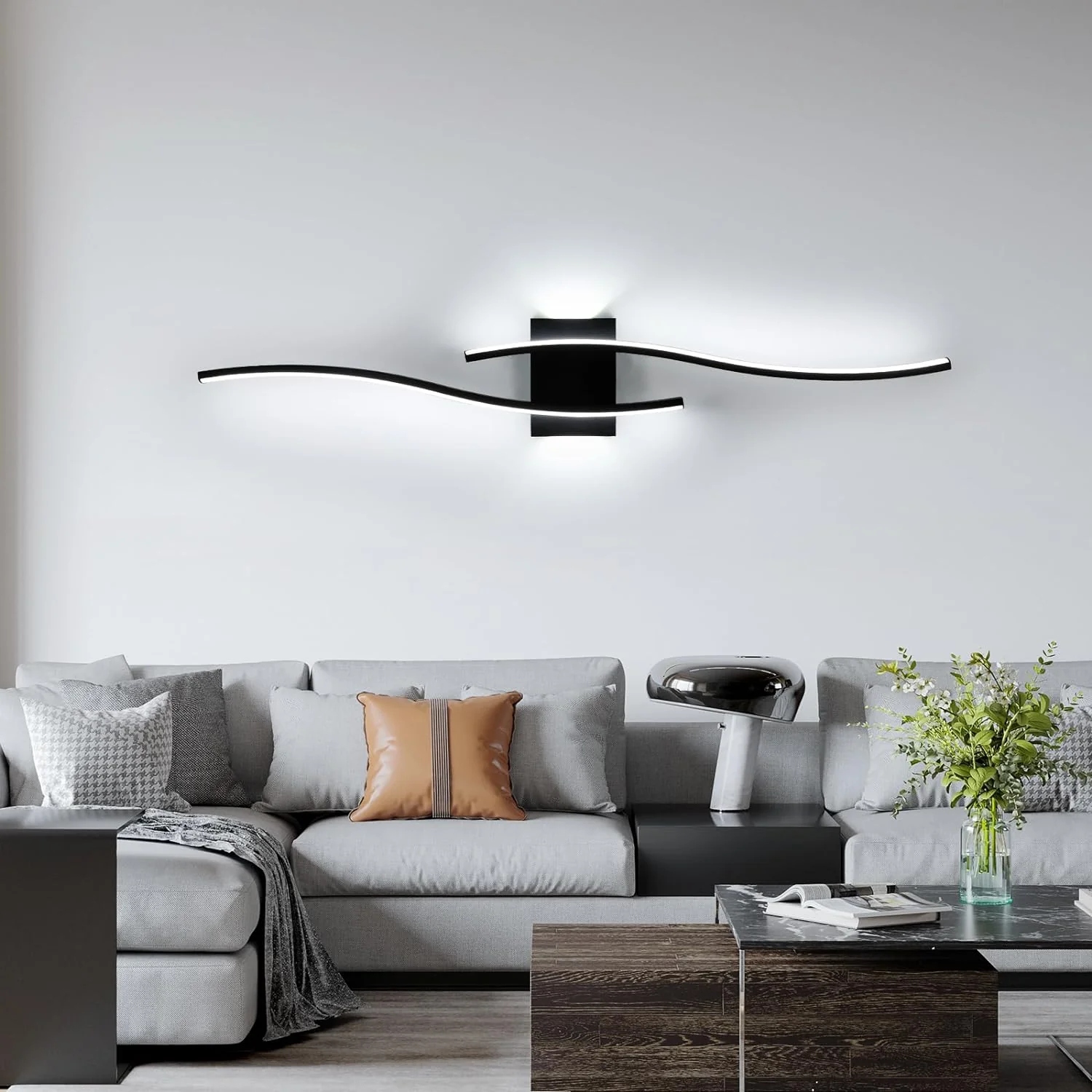 Kinkiet Czarna Lampa Liniowa Scienna Led 6500K Nowoczesna Do Salonu 3100LM