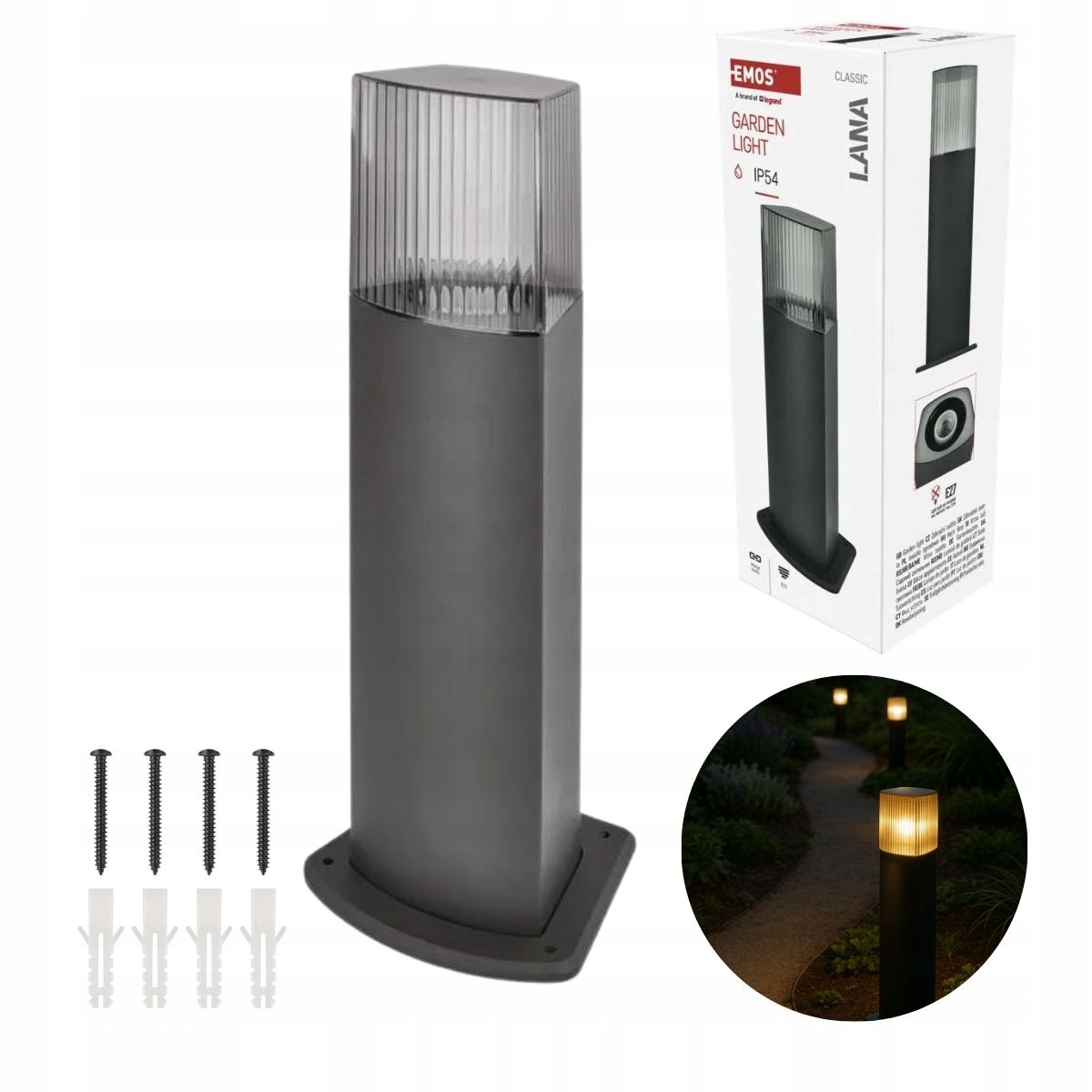 Moderní zahradní sloupek Venkovní stojací lampa Lana Emos