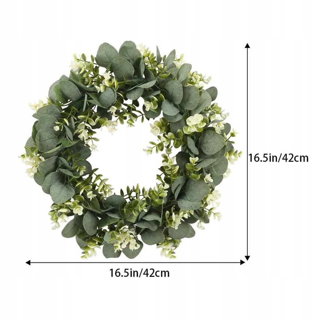 Sztuczny wieniec eukaliptusowy wianek na drzwi wieniec z liści wieniec eukaliptusowy Marka bez marki