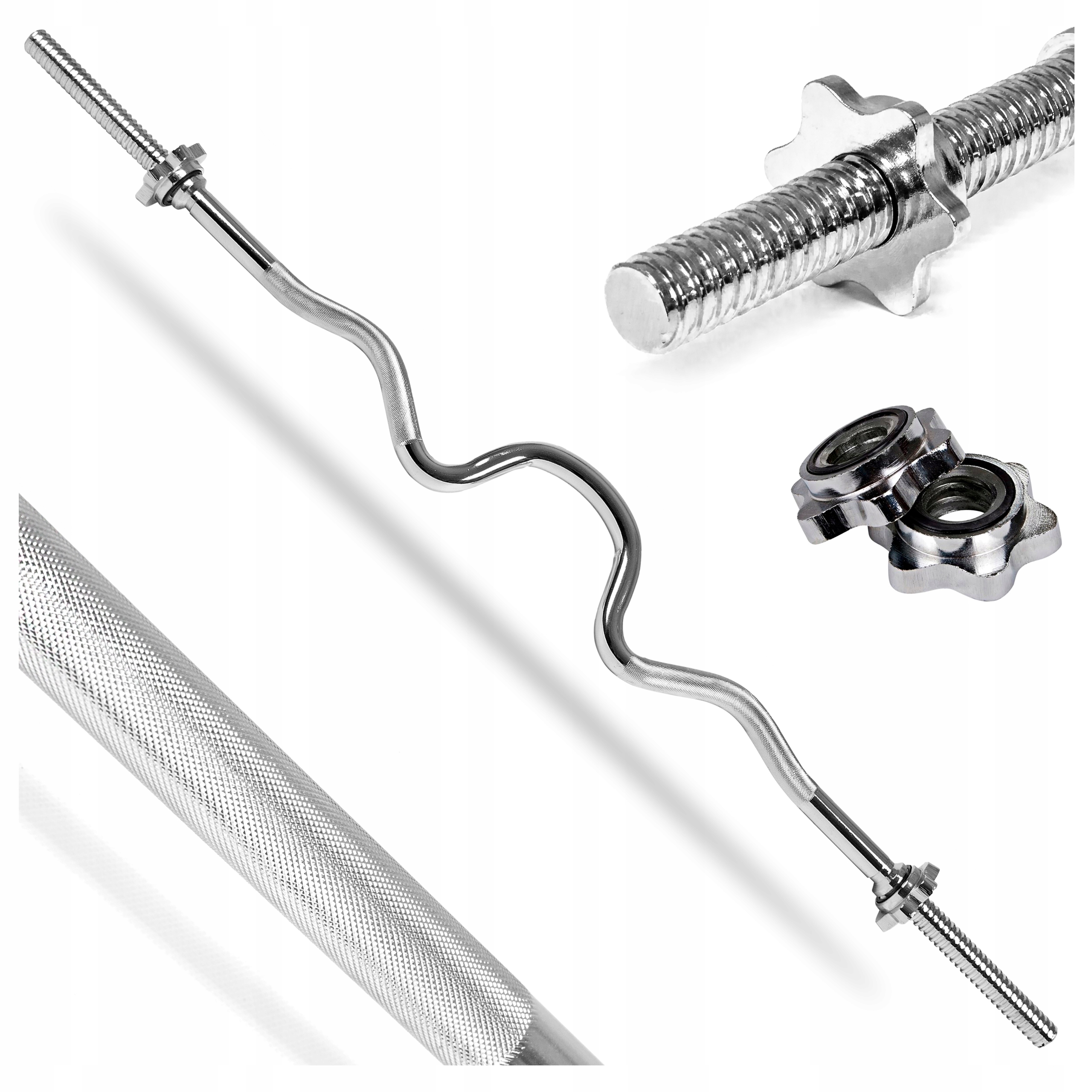 Gryf Mocno Łamany 120cm śr. 30mm Sztanga pełny Stalowy gwintowany Zaciski