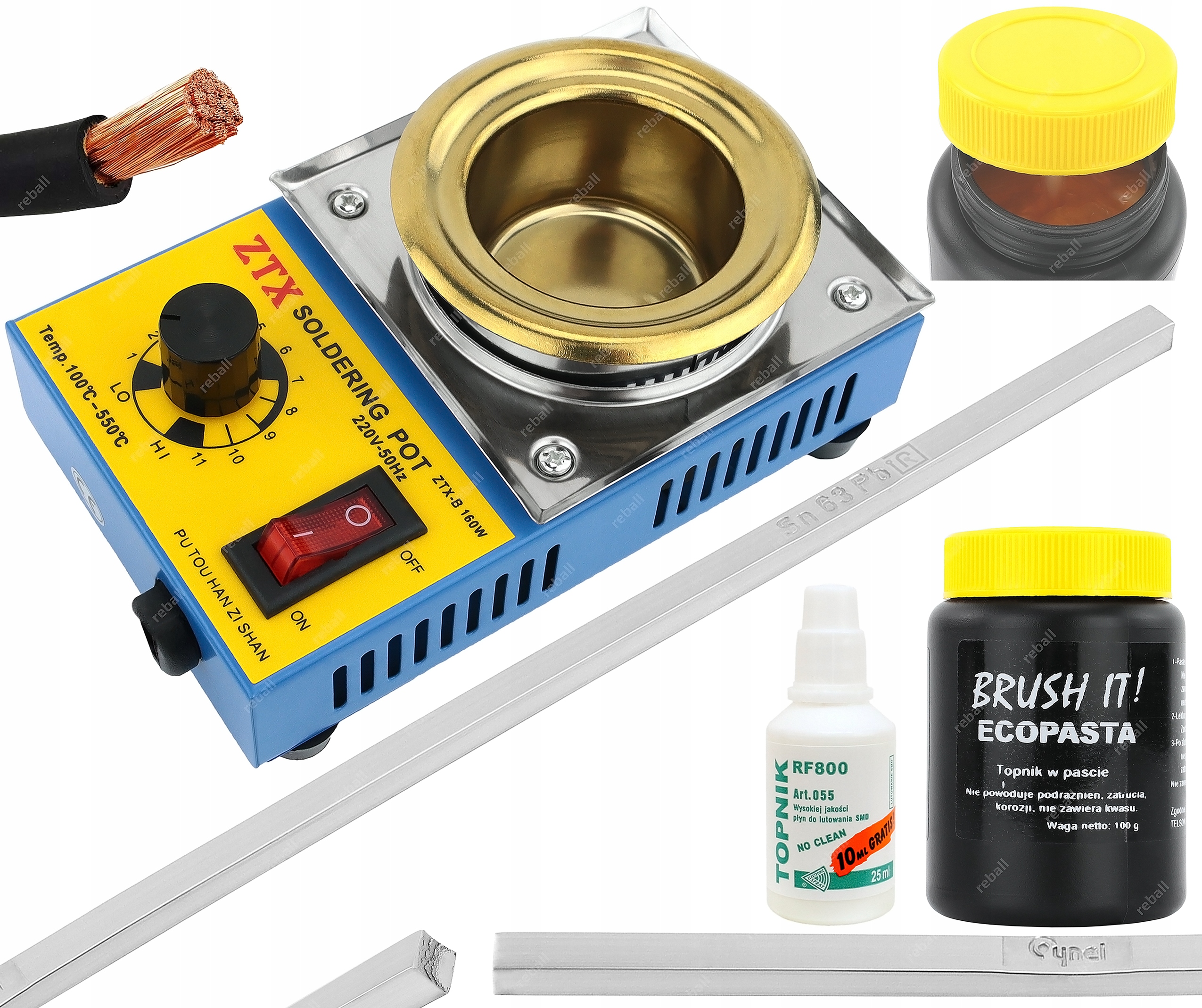 Tygiel Lutowniczy Do Topienia Do Cynowania 160W Akcesoria XL Pasta Cyna