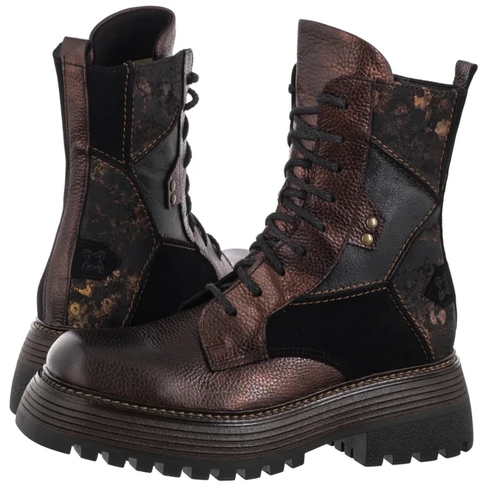 Dámské kožené boty Workery Kotníkové Boty Maciejka Hnědé 07104-02 Brown