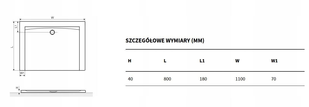 EXCELLENT FORMA X brodzik 110x80 struktura czarna Kształt prostokątny