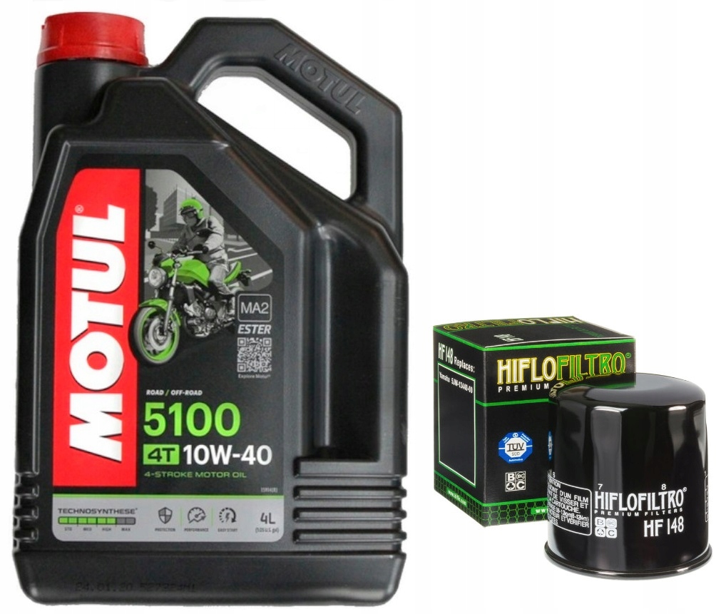 HF148 Zestaw Olej Motul 5100 10W40 4L Filtr Yamaha FJR1300 01-12