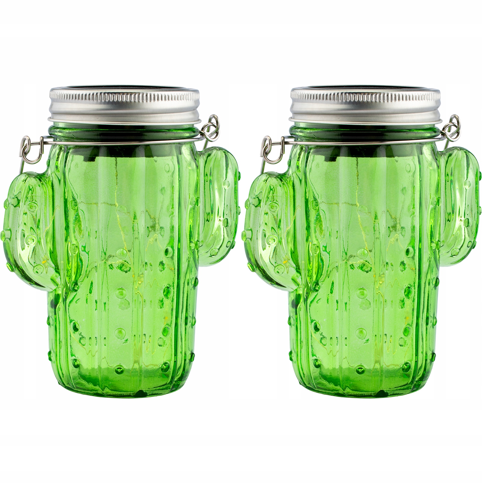 

2x Lampka Solarna Słoik Ogrodowy Kaktus Szkło Led