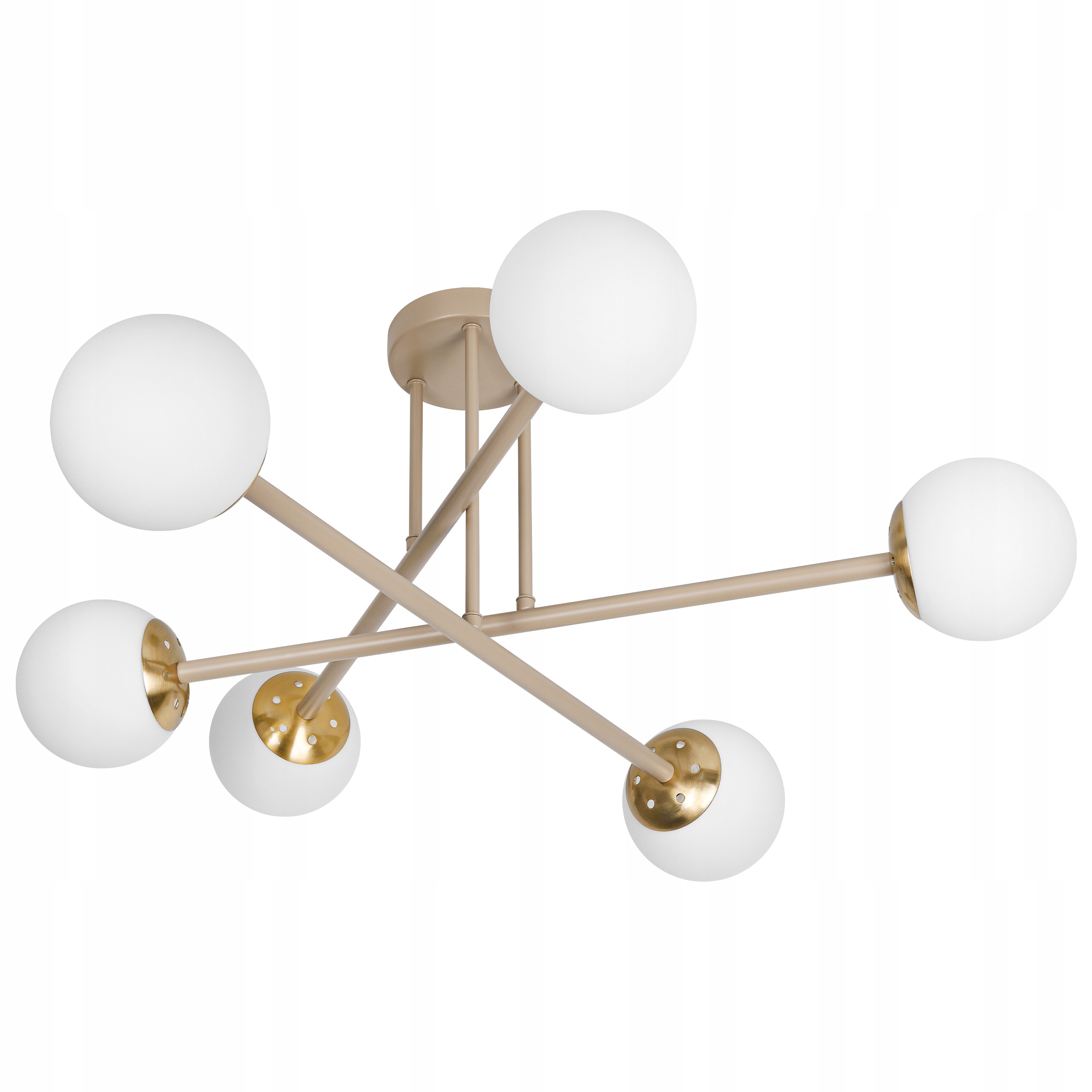Závěsná Stropní Lampa Skleněná 6xE27 Lustr Loft koule 74 cm béžová kašmírová