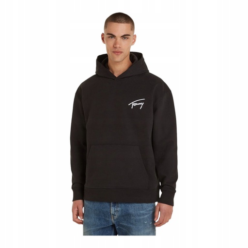 Tommy Hilfiger Pánská Mikina S Kapucí Tjm Rlx Signature Hoodie Černá vel. M