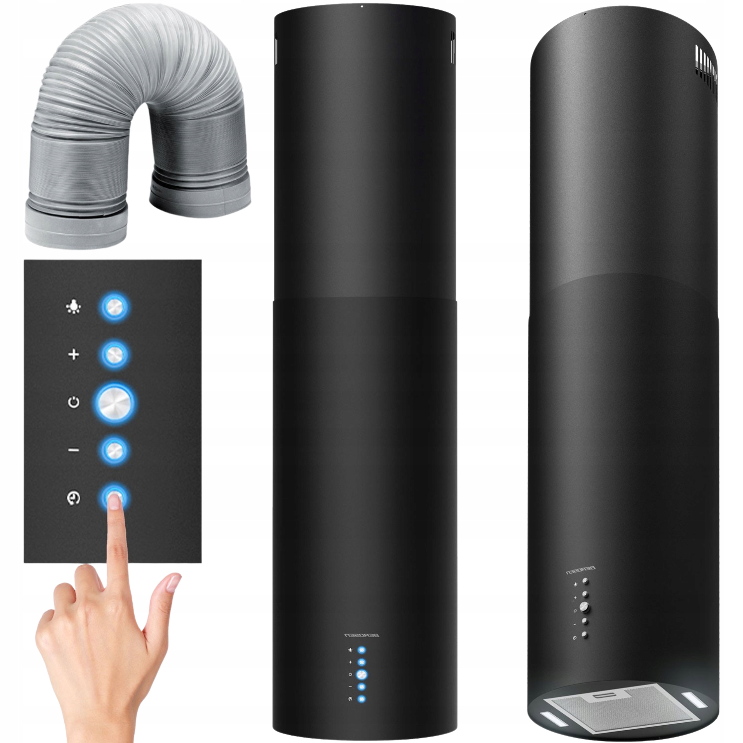 Okap Kuchenny Wyspowy Wiszący Czarny Tuba 35 CM