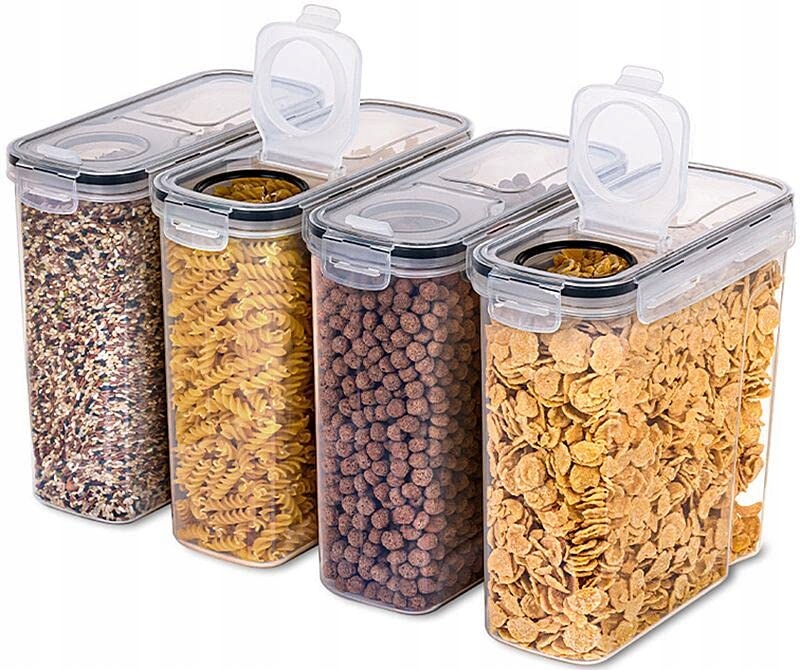 Pojemniki Na Żywność Duże Hermetyczne 4szt 4 Litry Etykiety I Miarki