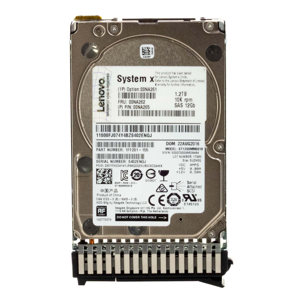 Lenovo 00NA262 00NA265 1.2TB 10K SAS-3 2.5'' ST1200MM0018