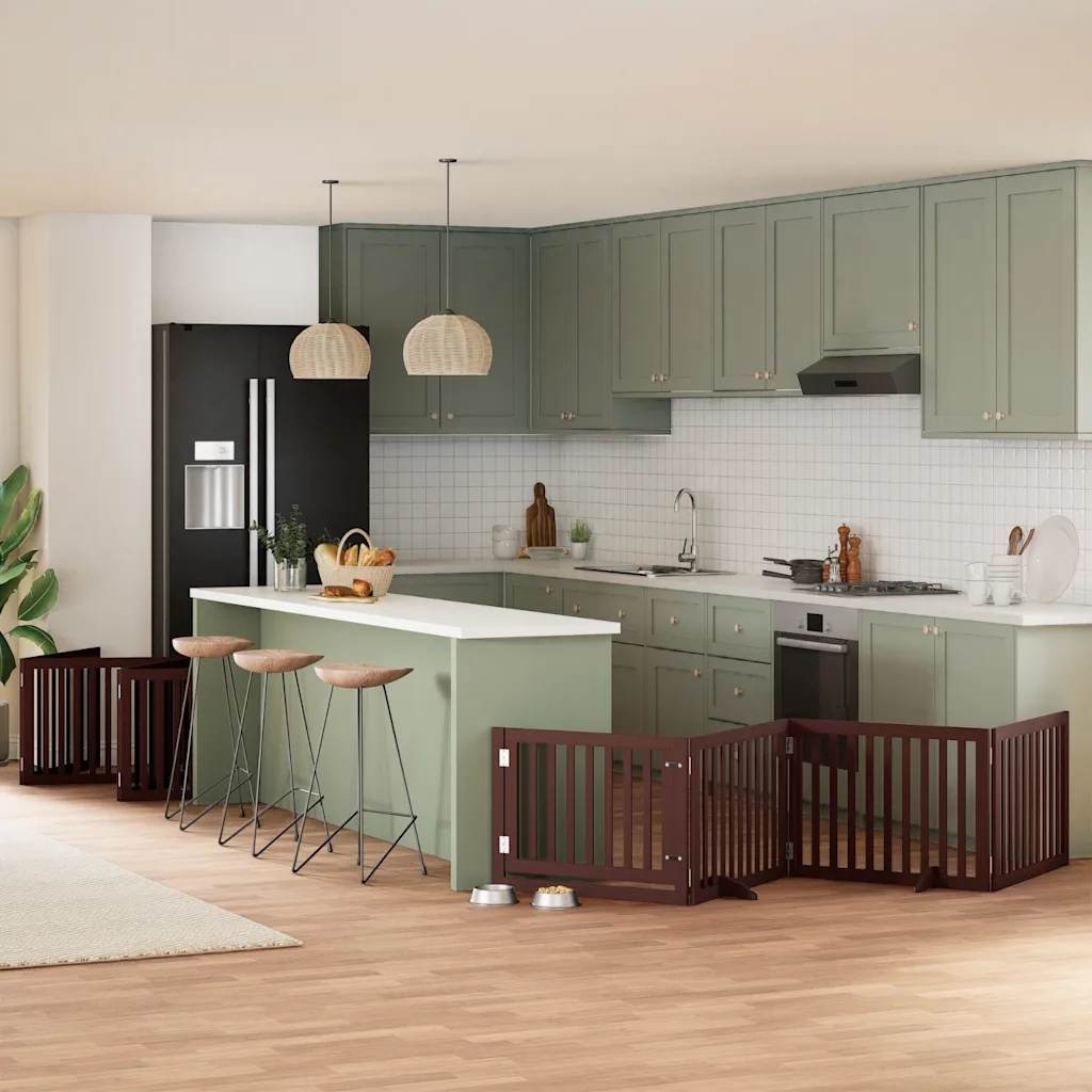 Levně Zábrana pro psy s dvířky skládací 10 panelů hnědá 800 cm topol Hnědá 315569