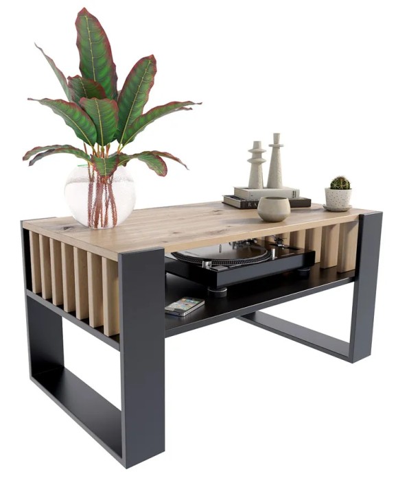 Lavice Iga dub artisan/černá 100x50 konferenční stolek do obývacího pokoje kanceláře Mk