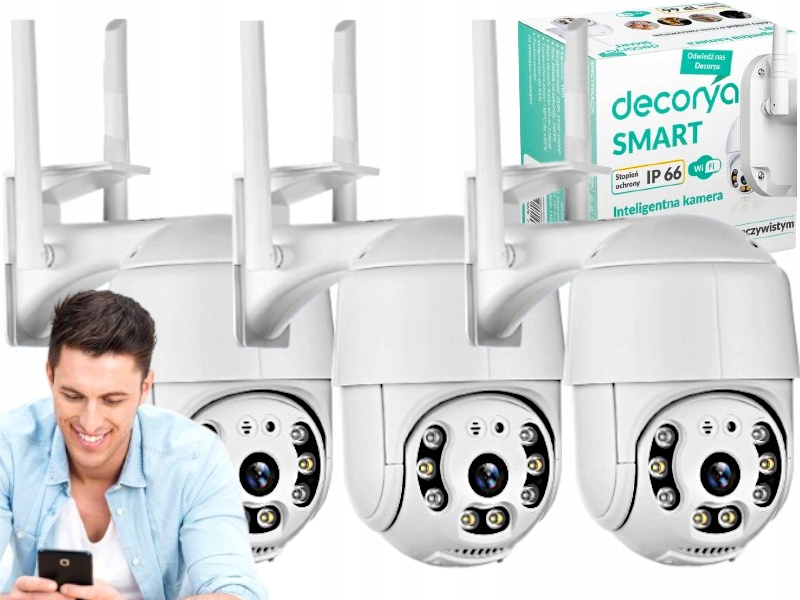 Monitorovací sada 3x Kamera Venkovní kamera Otočná WiFi Vodotěsná