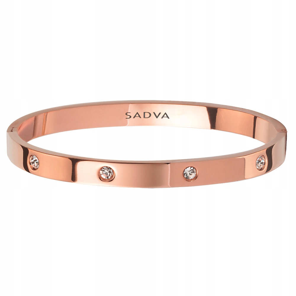 Bransoletka Rose Gold Okrągła 20 cm Sztywna Cyrkonie Stal Szlachetna Sadva