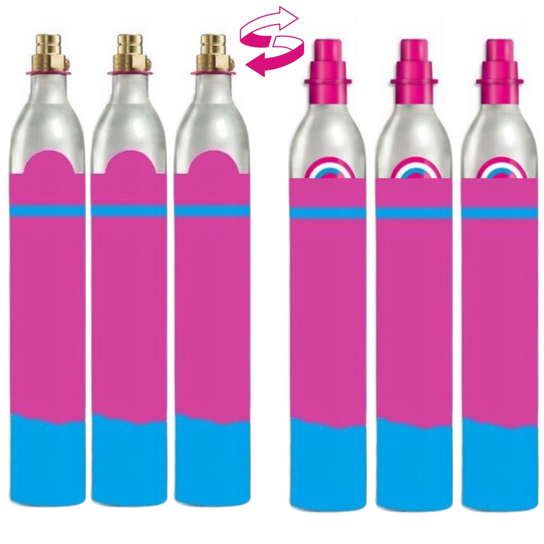 3 X Wymiana Nabicie Pustej Butli Soda Gazem Spożywczym CO2 Gaz Butla Różowa
